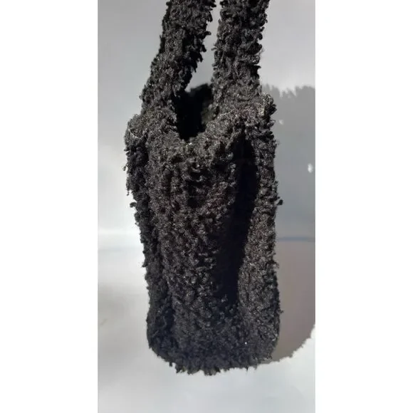 Marc Jacobs Black Sherpa Mini Tote with Logo Patch - Picture 3 of 11